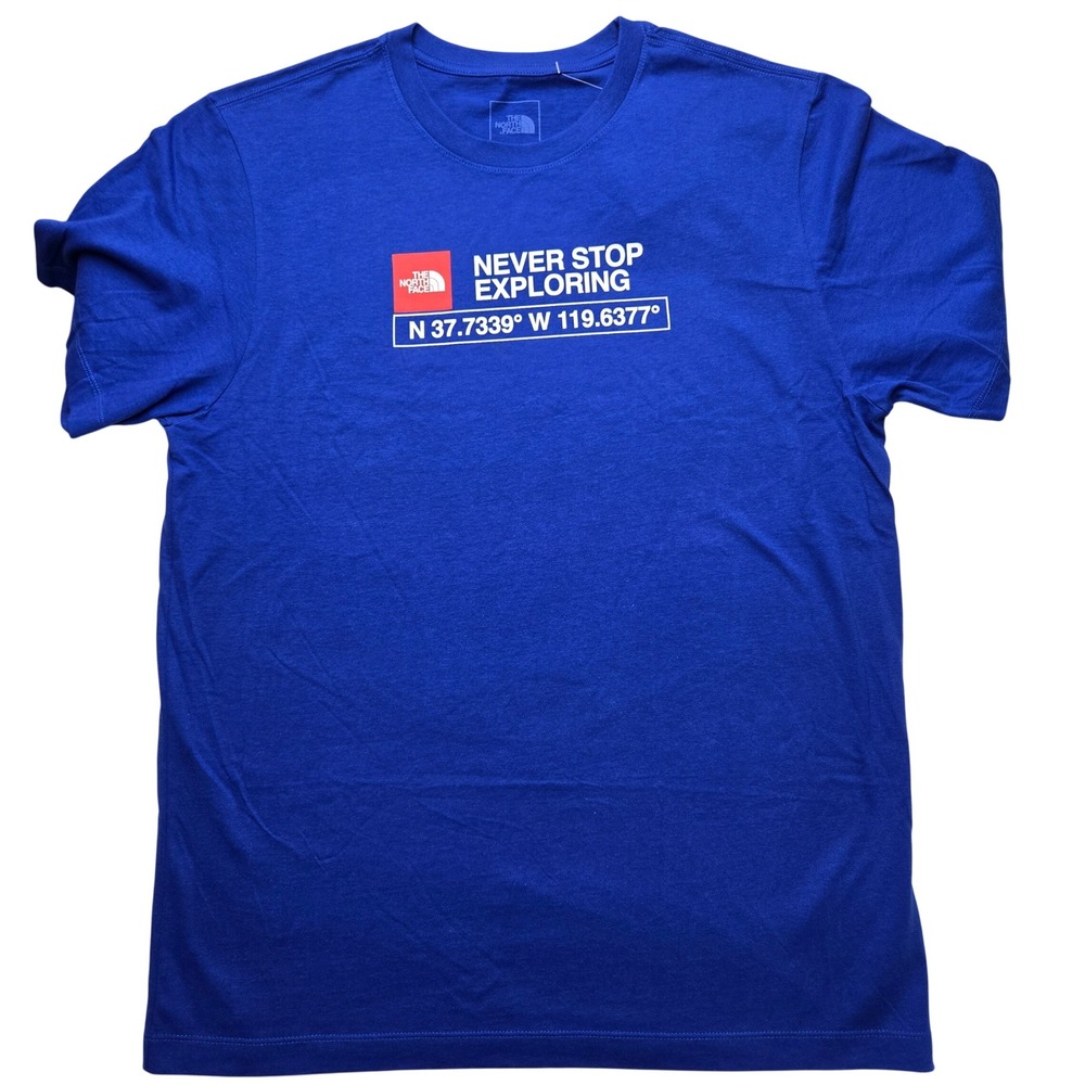 The North Face Mens‎ Large Yosemite Coordinates Graphic Short Sleeve Blue Cotton